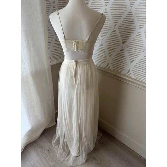 The Vintage Shop Ivory Gold Chain Mesh Tulle Bustier Corset Gown - Picture 5 of 6